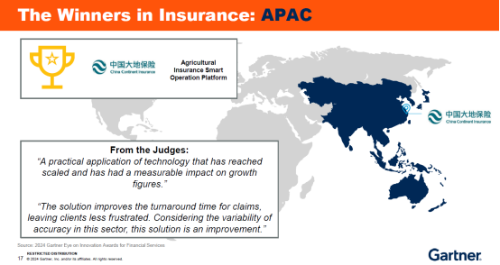 中國大地保險(xiǎn)榮獲“Gartner2024金融服務(wù)創(chuàng)新獎(jiǎng)”亞太區(qū)冠軍 (1)